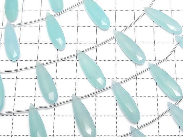 Sea Blue Chalcedony Faceted Pear Shape 25x7mm 1strand (5pcs )