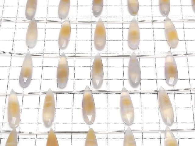 Natural color Chalcedony Faceted Pear Shape 25x7mm 1strand (5pcs )