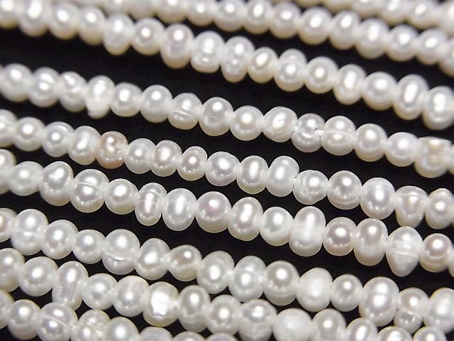 [Video] Fresh Water Pearl AA+ White Potato-Rondelle 2.5-3mm 1strand beads (approx. 14inch/35cm)