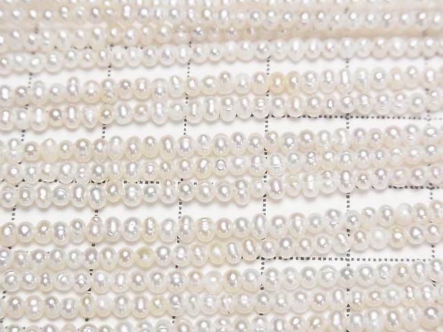 [Video] Fresh Water Pearl AA+ White Potato-Rondelle 2.5-3mm 1strand beads (approx. 14inch/35cm)