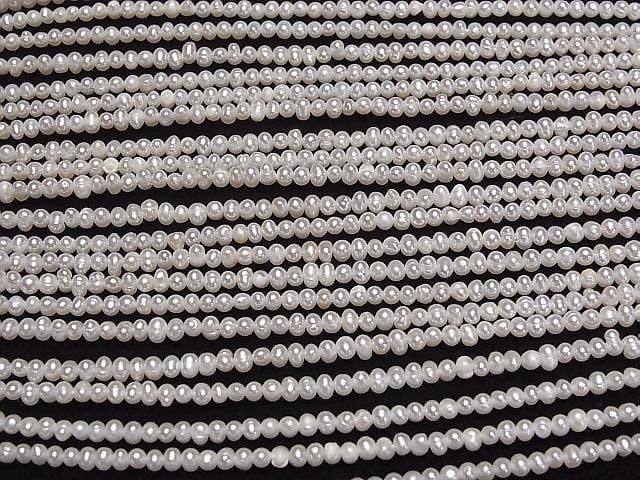 [Video] Fresh Water Pearl AA+ White Potato-Rondelle 2.5-3mm 1strand beads (approx. 14inch/35cm)