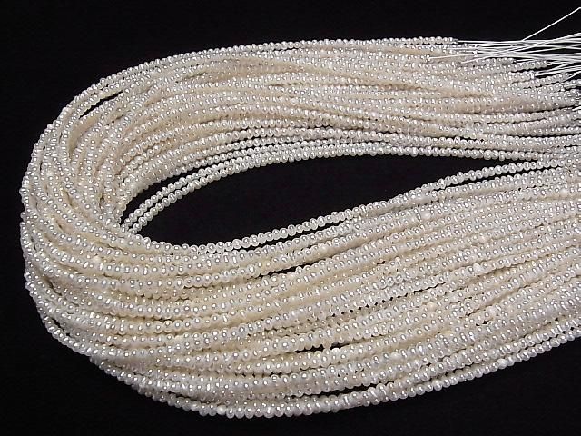 [Video] Fresh Water Pearl AA+ White Potato-Rondelle 2.5-3mm 1strand beads (approx. 14inch/35cm)