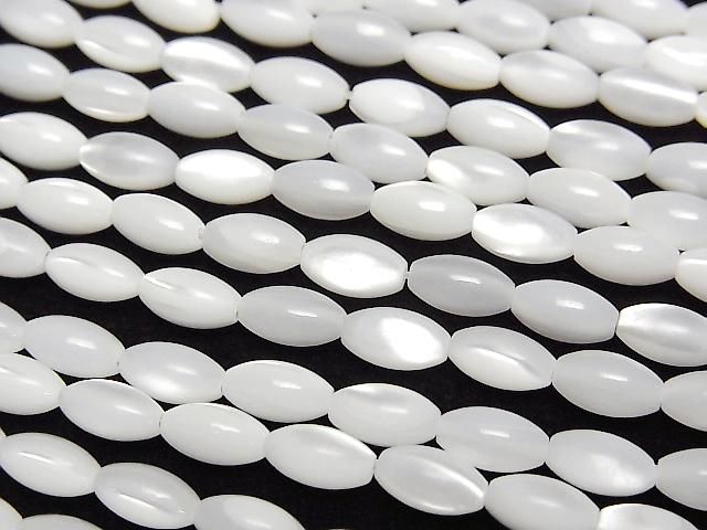 Mother of Pearl (MOP) White Rice 7x4x4mm 1strand beads (approx. 15inch/38cm)
