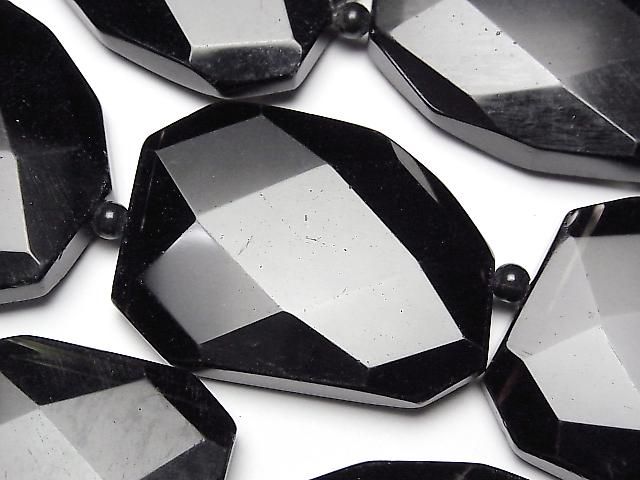 Black Agate Faceted Nugget 1strand beads (approx. 12 inches/30 cm)