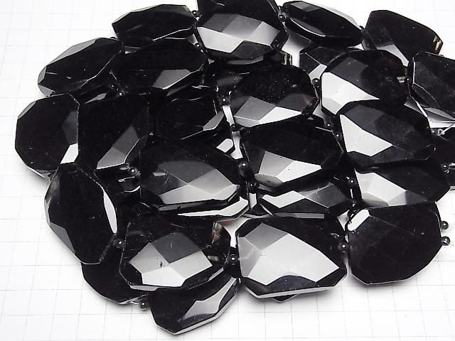 Black Agate Faceted Nugget 1strand beads (approx. 12 inches/30 cm)