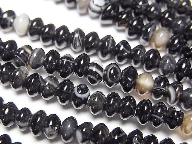 Black Agate Rondelle 5x5x3mm 1strand beads (approx. 15 inches/36 cm)