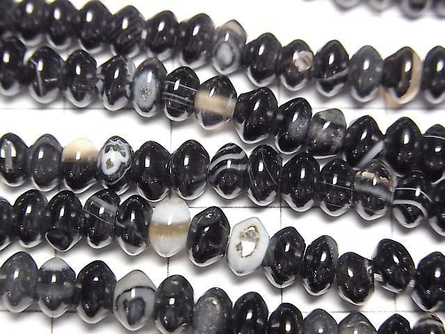 Black Agate Rondelle 5x5x3mm 1strand beads (approx. 15 inches/36 cm)