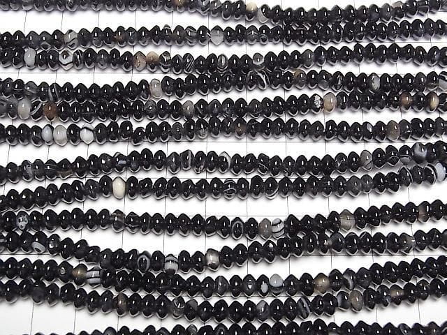 Black Agate Rondelle 5x5x3mm 1strand beads (approx. 15 inches/36 cm)