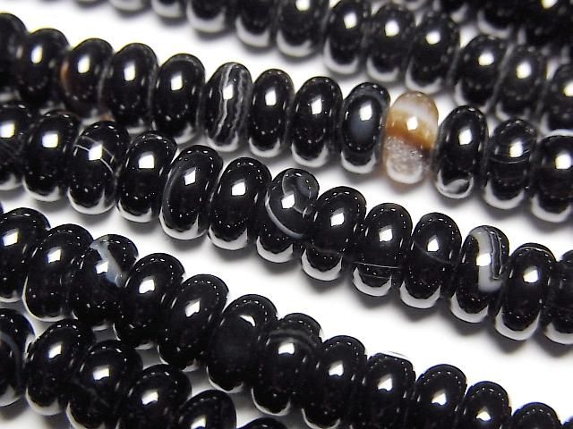 Black Agate Rondelle 6x6x3mm 1strand beads (approx. 15 inches/38 cm)