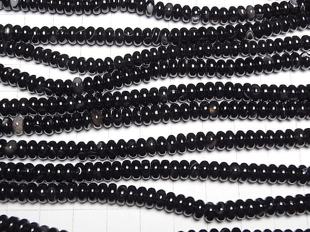 Black Agate Rondelle 6x6x3mm 1strand beads (approx. 15 inches/38 cm)