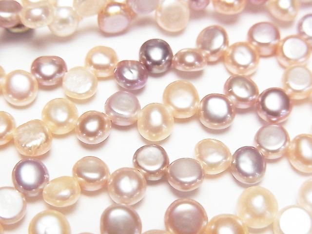 Fresh Water Pearl AA++ Coin-Baroque 4.5-5mm Natural Color Mix Top/Side Drilled Hole 1strand beads (approx. 15 inches/36 cm)