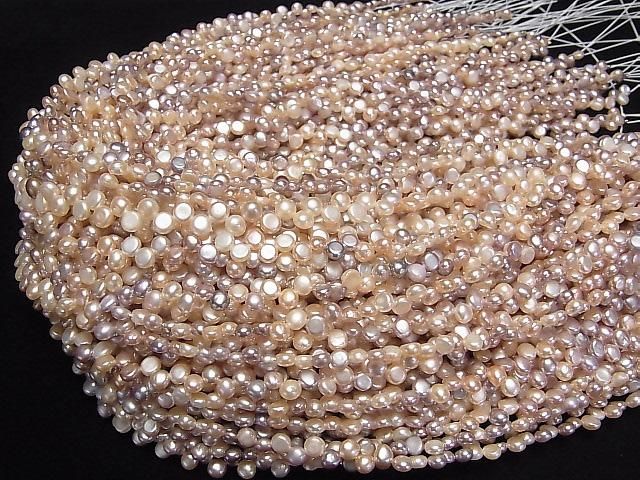 Fresh Water Pearl AA++ Coin-Baroque 4.5-5mm Natural Color Mix Top/Side Drilled Hole 1strand beads (approx. 15 inches/36 cm)