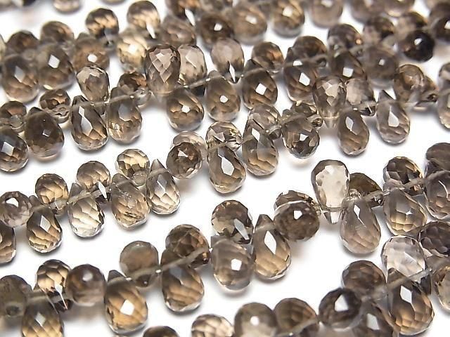 High Quality Smoky Quartz AAA Drop Faceted Briolette [Medium Color] Half or 1strand beads (approx. 6 inches/16 cm)
