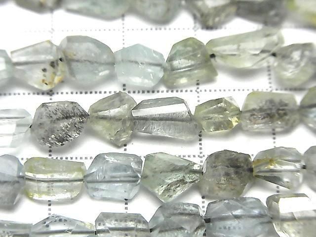 High Quality Moss Aquamarine AAA- Faceted Nugget half or 1strand beads (aprx.15inch/38cm)