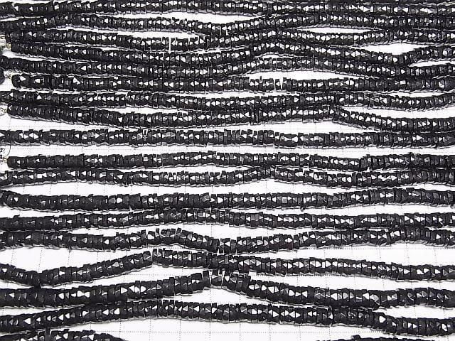 Black Spinel AAA Faceted Button Rondelle 6x6x1.5mm half or 1strand beads (approx. 7 inches/17 cm)