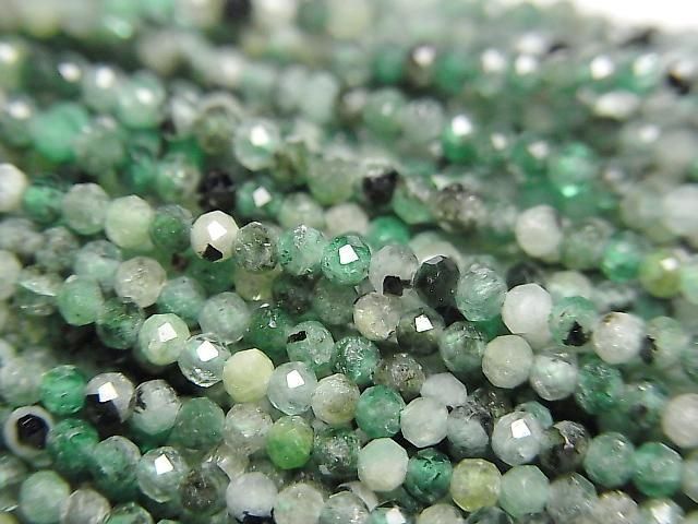 Emerald AA++ Faceted Round 2mm 1strand beads (aprx.15inch/37cm)High Quality!