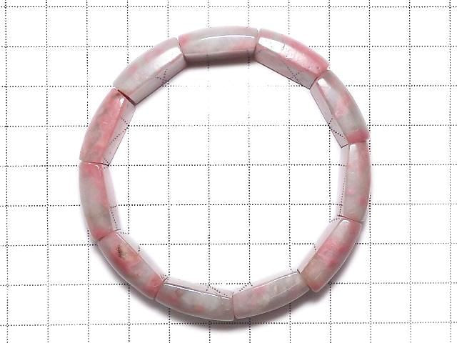 Rhodonite Silica AA++ 2-Hole Rectangle 1strand Bangle Bracelet NO.12 [One of a kind]