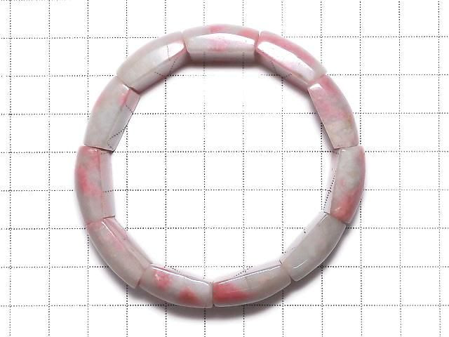 Rhodonite Silica AA++ 2-Hole Rectangle 1strand Bangle Bracelet NO.14 [One of a kind]