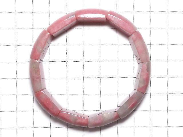 Rhodonite Silica AA++ 2-Hole Rectangle 1strand Bangle Bracelet NO.15 [One of a kind]