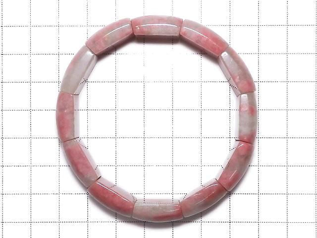 Rhodonite Silica AA++ 2-Hole Rectangle 1strand Bangle Bracelet NO.16 [One of a kind]