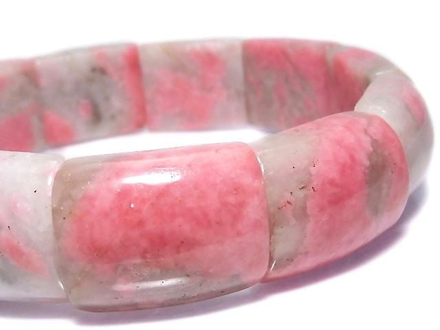 Rhodonite Silica AA++ 2-Hole Rectangle 1strand Bangle Bracelet NO.20 [One of a kind]