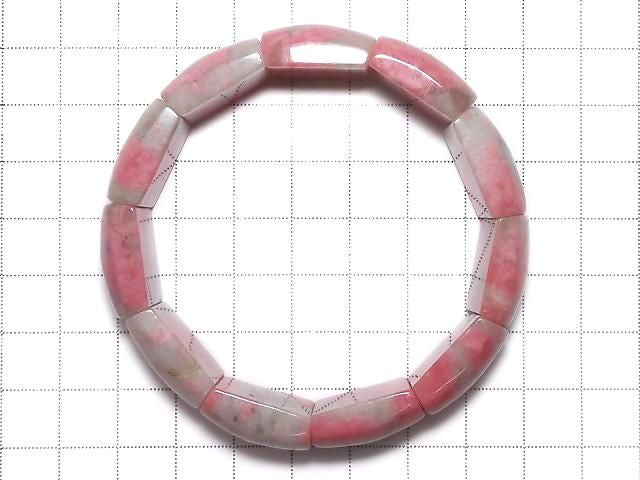 Rhodonite Silica AA++ 2-Hole Rectangle 1strand Bangle Bracelet NO.20 [One of a kind]
