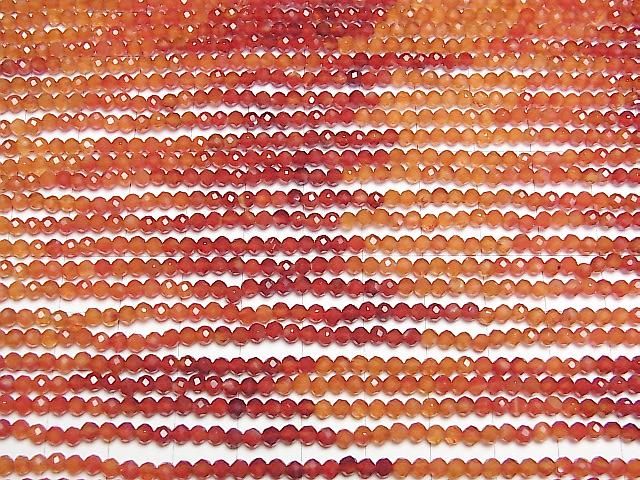 Carnelian Faceted Round 3mm Color Gradation 1strand beads (aprx.15inch/38cm)High Quality!