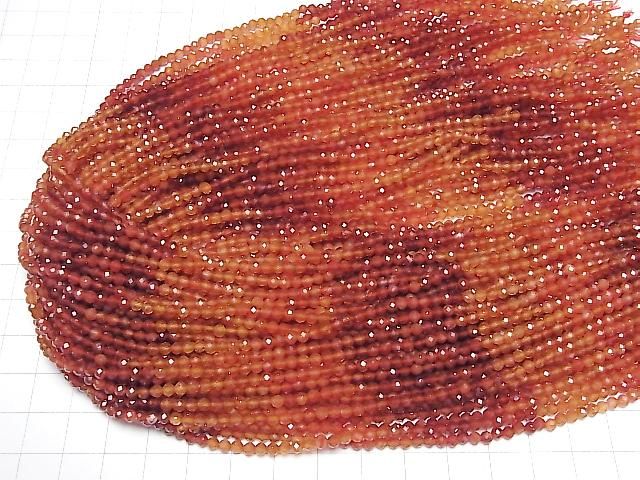 Carnelian Faceted Round 3mm Color Gradation 1strand beads (aprx.15inch/38cm)High Quality!