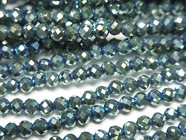 Hematite Faceted Round 3mm Green Coated 1strand beads (approx. 15 inch/36 cm) High Quality!
