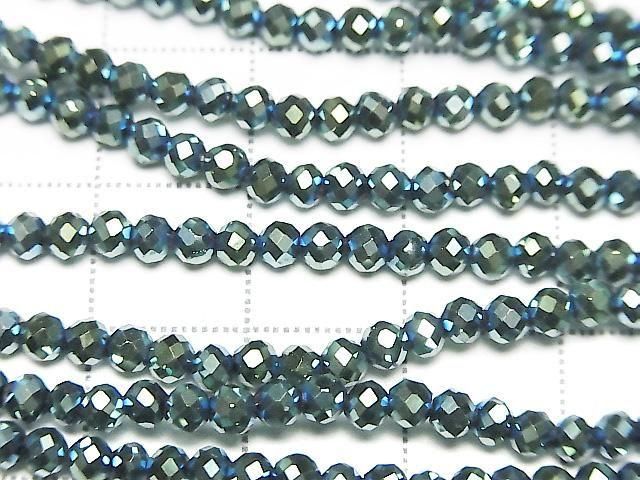 Hematite Faceted Round 3mm Green Coated 1strand beads (approx. 15 inch/36 cm) High Quality!