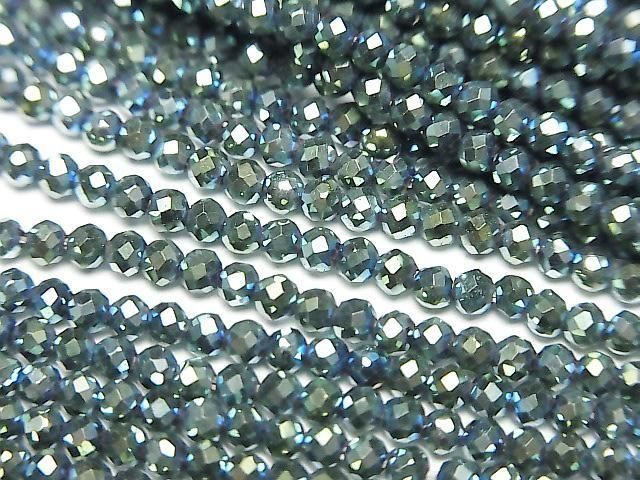 Hematite Faceted Round 2mm Green Coated 1strand beads (approx. 14 inches/34 cm) High Quality!