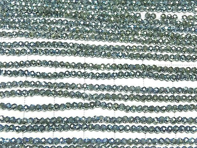 Hematite Faceted Round 2mm Green Coated 1strand beads (approx. 14 inches/34 cm) High Quality!