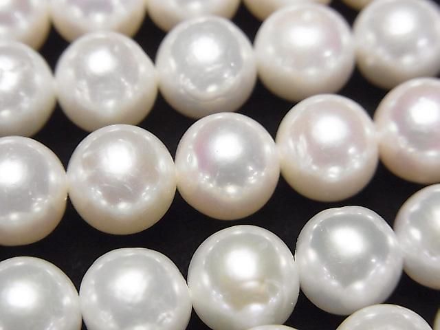 Fresh Water Pearl AAA- Semi Round 8-9mm White 1strand beads (approx. 15 inches/37 cm)