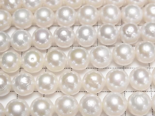 Fresh Water Pearl AAA- Semi Round 8-9mm White 1strand beads (approx. 15 inches/37 cm)