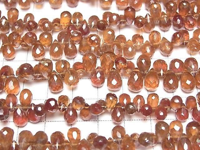 High Quality Hessonite Garnet AA++ Drop Faceted Briolette half or 1strand beads (aprx.6inch/15cm)