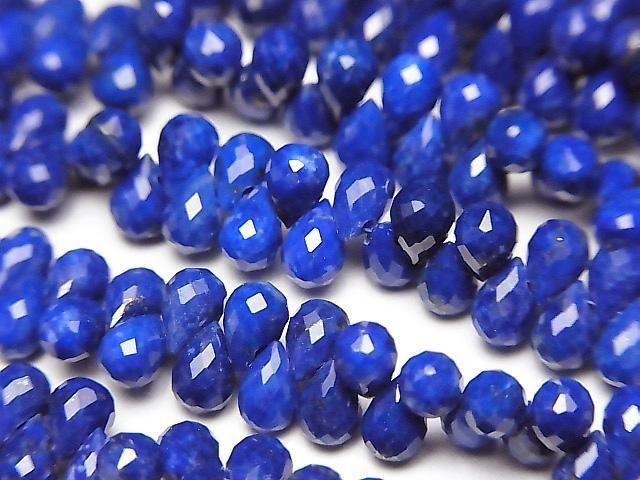 High Quality Lapislazuli AAA Drop Faceted Briolette 4x3x3mm half or 1strand beads (aprx.6inch/14cm)