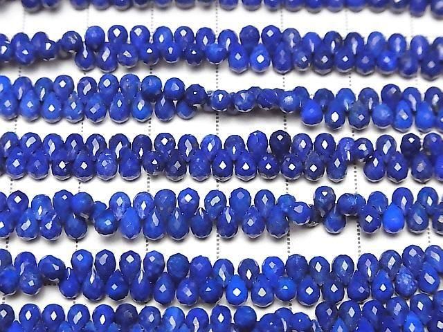 High Quality Lapislazuli AAA Drop Faceted Briolette 4x3x3mm half or 1strand beads (aprx.6inch/14cm)