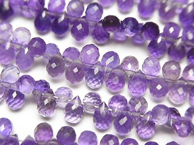High Quality Amethyst AAA Drop Faceted Briolette 4x3x3mm half or 1strand beads (aprx.6inch/14cm)