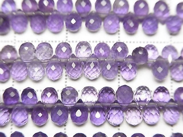 High Quality Amethyst AAA Drop Faceted Briolette 4x3x3mm half or 1strand beads (aprx.6inch/14cm)