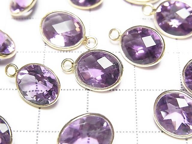 High Quality Amethyst AAA Bezel Setting Oval Faceted 10x8mm 18KGP 3pcs