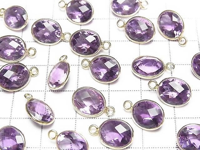 High Quality Amethyst AAA Bezel Setting Oval Faceted 10x8mm 18KGP 3pcs