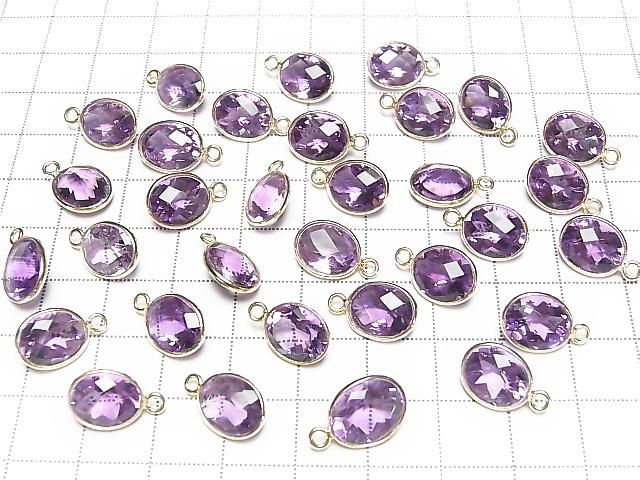 High Quality Amethyst AAA Bezel Setting Oval Faceted 10x8mm 18KGP 3pcs
