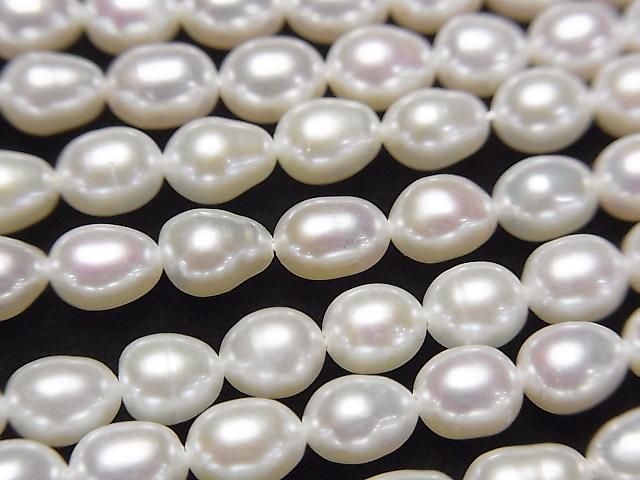 Fresh Water Pearl AA++ Rice Drop 5x4.5x4.5mm White 1strand beads (approx. 15inch/38cm)