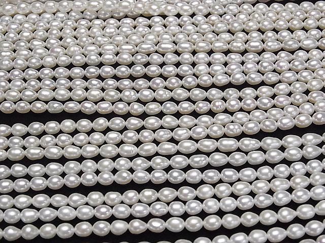 Fresh Water Pearl AA++ Rice Drop 5x4.5x4.5mm White 1strand beads (approx. 15inch/38cm)