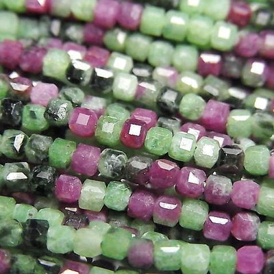 Ruby In Zoisite Cube Shape 2x2x2mm 1strand beads (approx. 15inch/37cm) High Quality!