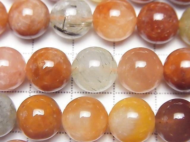 Multicolor Rutilated Quartz AAA- Round 10.5mm half or 1strand beads (aprx.15inch/36cm)