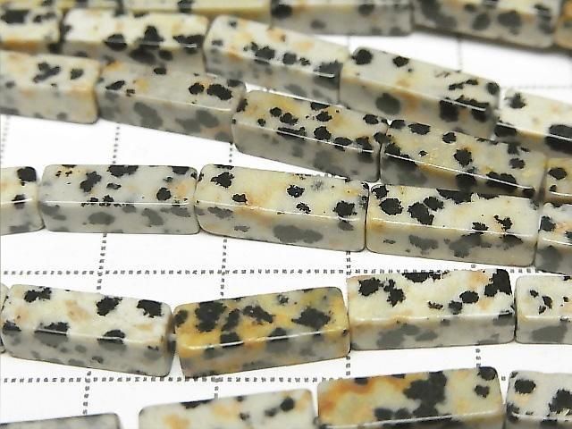 Dalmatian Jasper 4-Faceted Tube 13x4x4mm 1strand beads (approx. 14inch/35cm)
