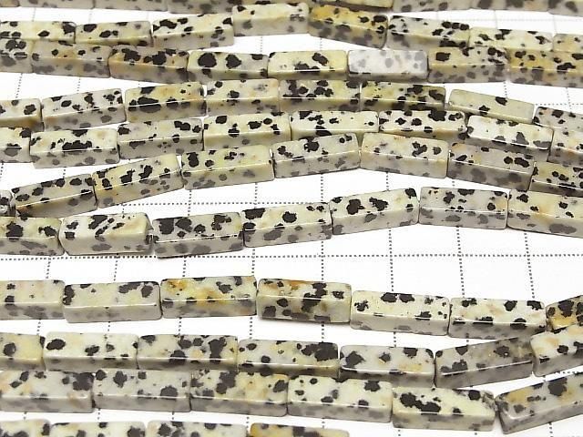 Dalmatian Jasper 4-Faceted Tube 13x4x4mm 1strand beads (approx. 14inch/35cm)