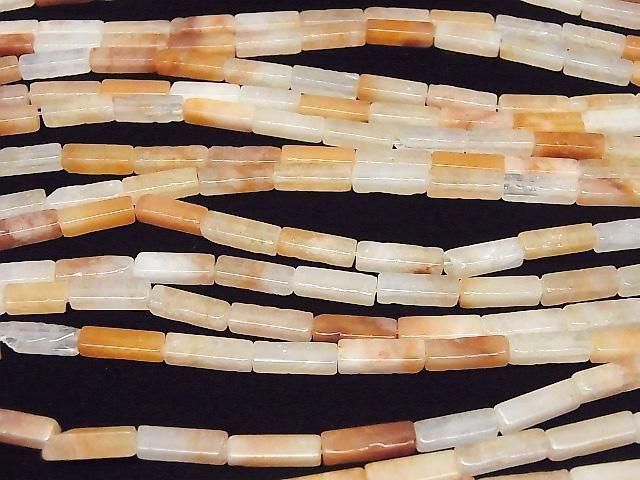 Orange Aventurine 4-Faceted Tube 13x4x4mm 1strand beads (approx. 14inch/35cm)