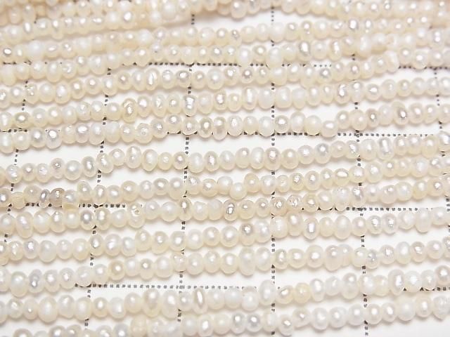Fresh Water Pearl AA White Potato-Rondelle 2.5mm 1strand beads (approx. 14 inches/35 cm)